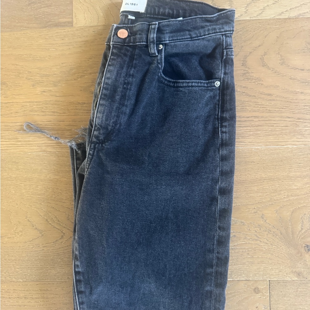 DL1961 Straight High Rise Black Jeans